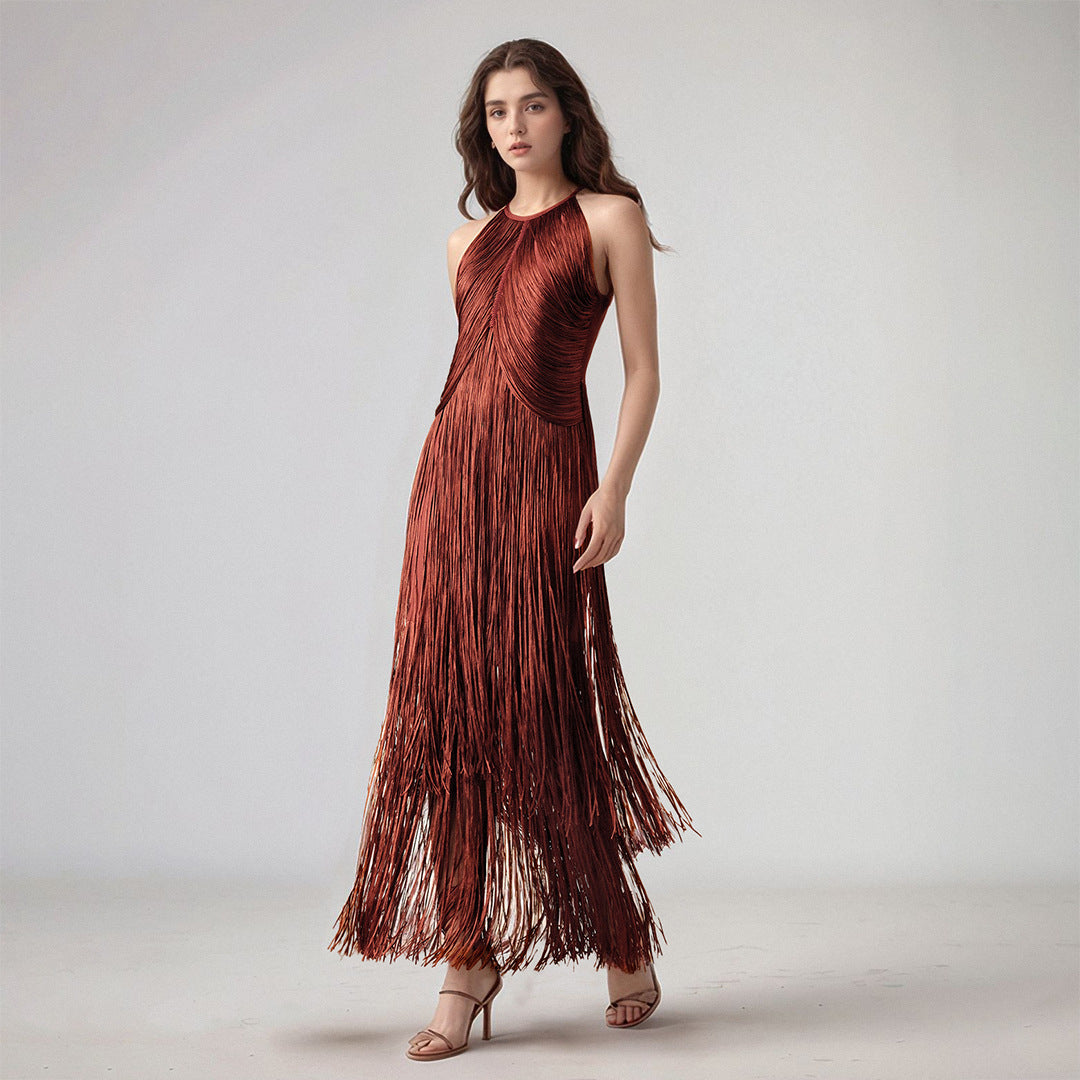 Quaste Ärmelloses Taille Enges Verbandkleid Einteiliges Kleid Damen Party Bühne Performance Kleid Frauen Kleidung