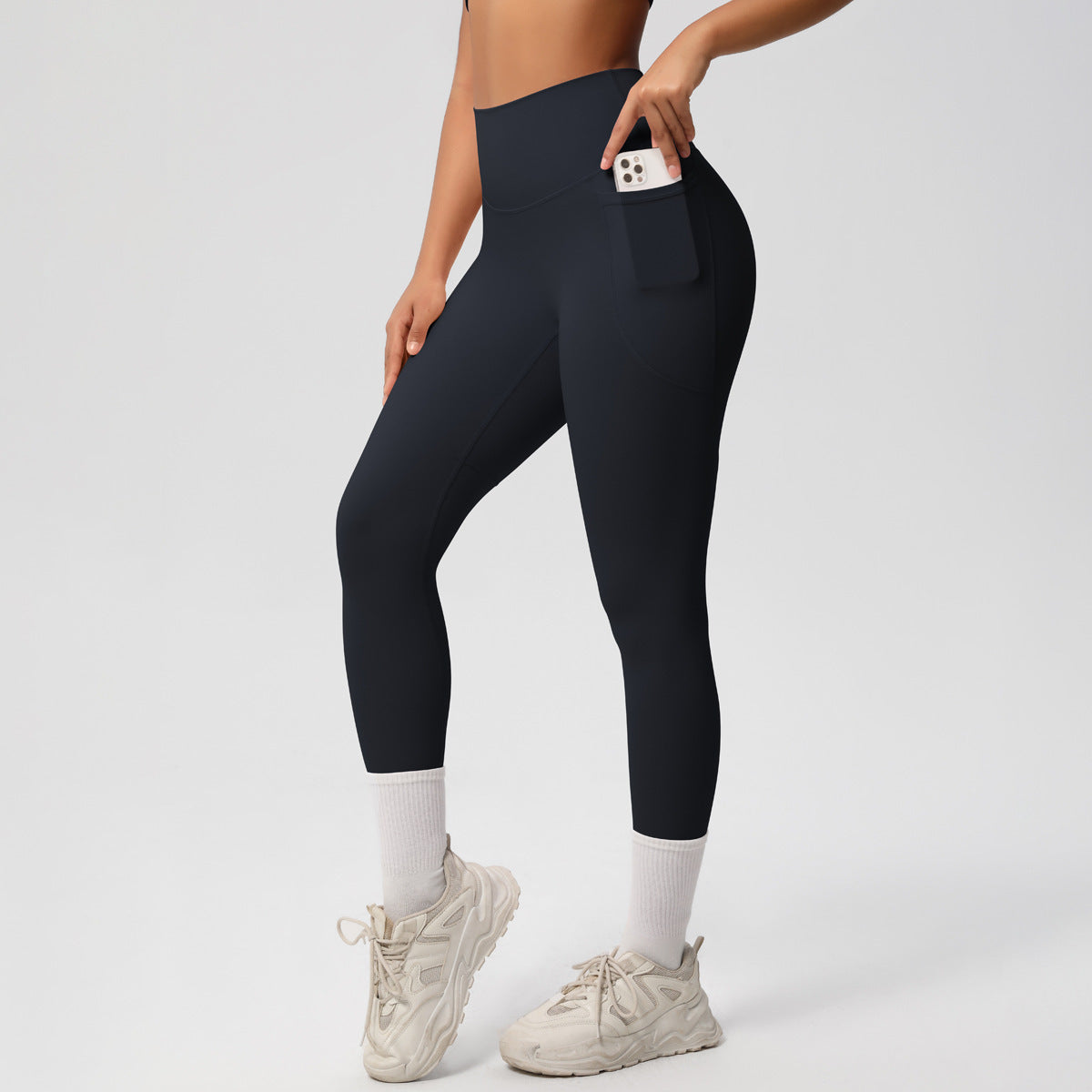 Solid Color Double Sided Sanding Tight High Waist High Elastic Breathability Yoga Pants Sports Running Fitness Yoga Wear