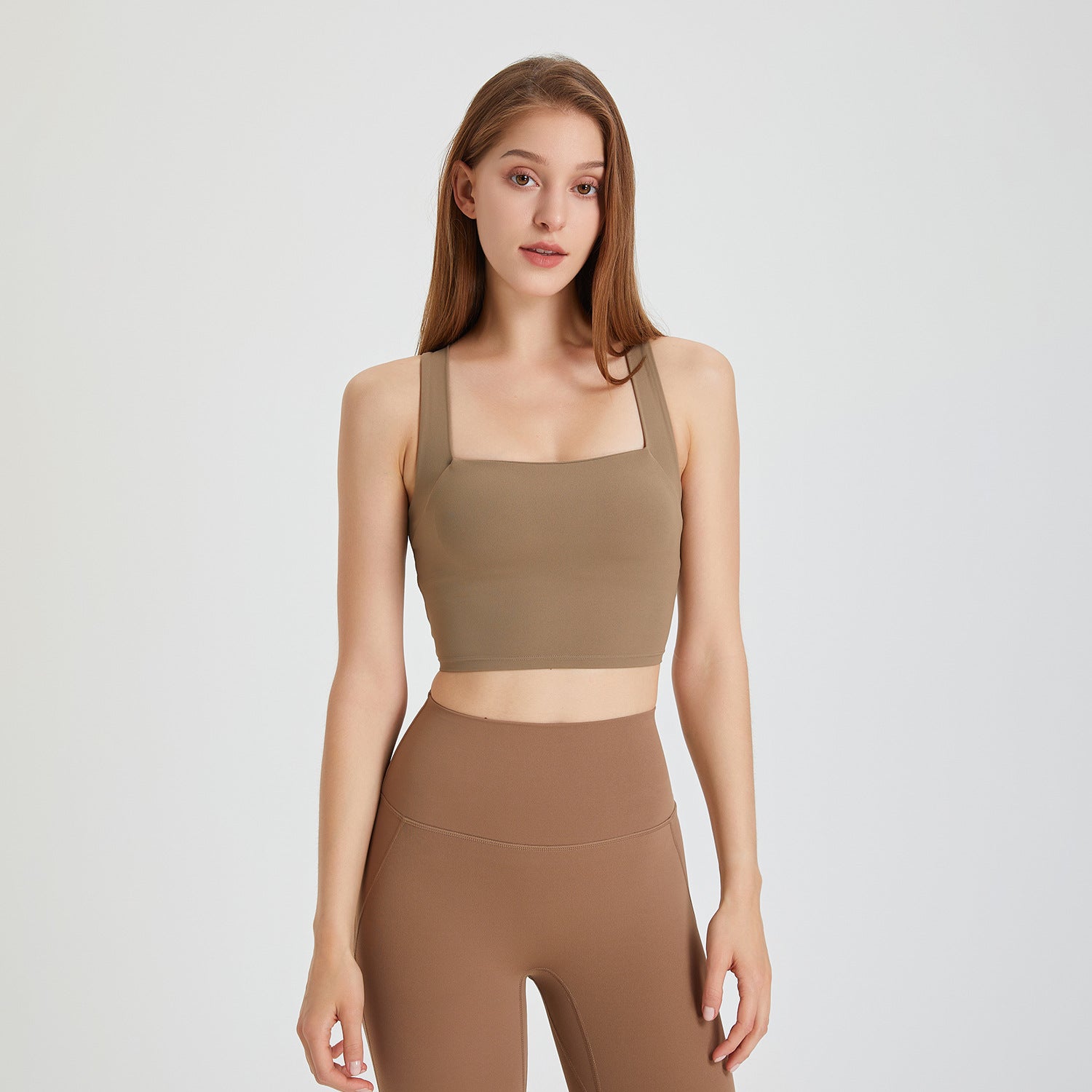 Nude Feel Nahtloser stoßfester Sport-BH Damen Beauty-Rücken Kreuz-Westen Lauf-Push-up Yoga Workout BH