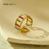 18K Gold Plated Stainless Steel Ring Women Geometric Abstract Colorful Oil Necklace Ring Ornament by Wanita Store