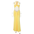 Women Clothing Summer Sexy Tube Top off Neck Mesh Stitching Halter Tied Dress