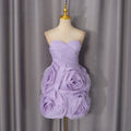 Spring Sleeveless Solid Color Tube Top Short Dress Three Dimensional Floral High Waist Slim Sexy Dress Women
