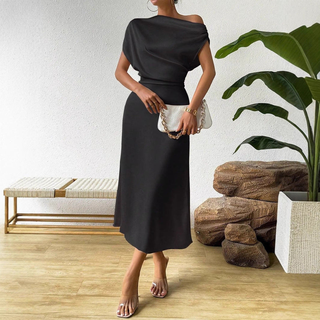 Damenbekleidung Trendige Sommer Satin Satin Damen Sommerkleid Enger Jumpsuit Langes Kleid
