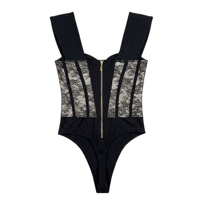 Lace Jumpsuit Sexy Slimming Corset Back Shaping Padded Sling Zipper Slim Fit Shaping