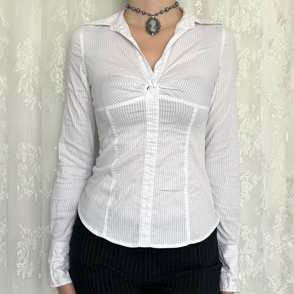 Sexy Solid Color Long Sleeve Small Shirt Women Clothing Autumn Winter