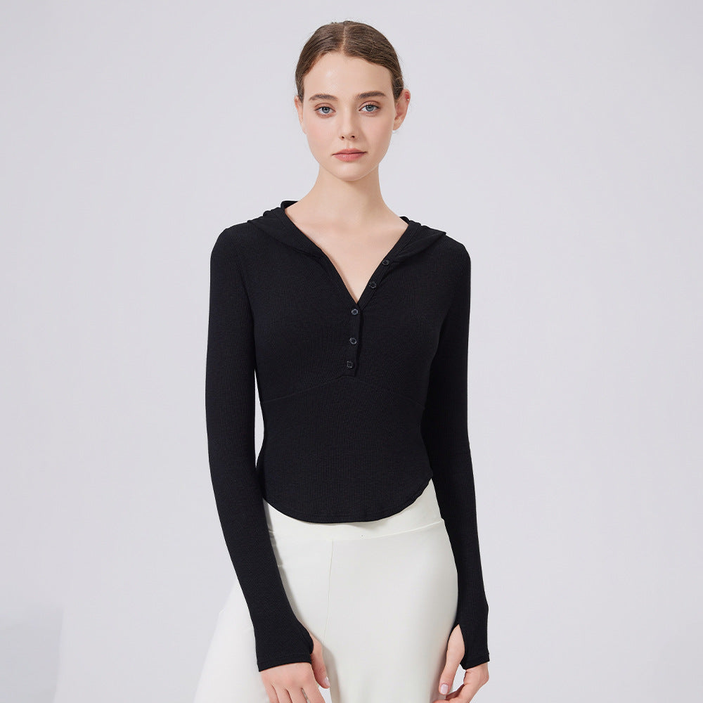 Bamboo Thread Hoodie Slimming Tops Outerwear Workout Clothes Running Yoga Slimming Long Sleeves Henry Sports