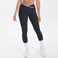 Nude Feel Skinny Yoga Hose Kontrastfarbe Sexy Hüftlifting Cross High Waist Cropped Hose Damen Sport Fitness Hose