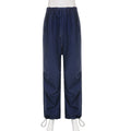 Blaue, lockere, sportliche, lässige Webhose mit weitem Bein für Damen Sommer Street Snap