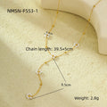 Stainless Steel Long Necklace Pearl Floral Tassel Necklace Clavicle Chain Non Fading Jewelry Accessories