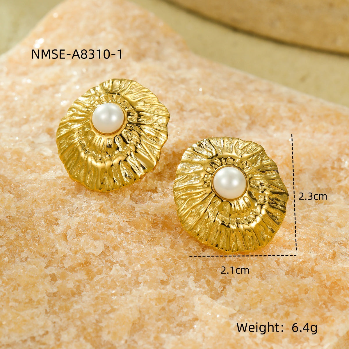 Simple Titanium Steel Geometric Abstract Pleated Pearl Stainless Steel Studs High Grade Delicate Earrings Women