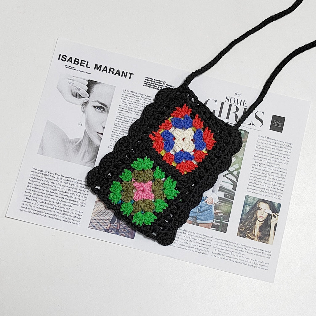 Handgemachte Strickwolle Häkeln Internet Berühmtheit Ethnische Handy Tasche Gemischte Farbe Zufällig Einteiler Umhängetasche