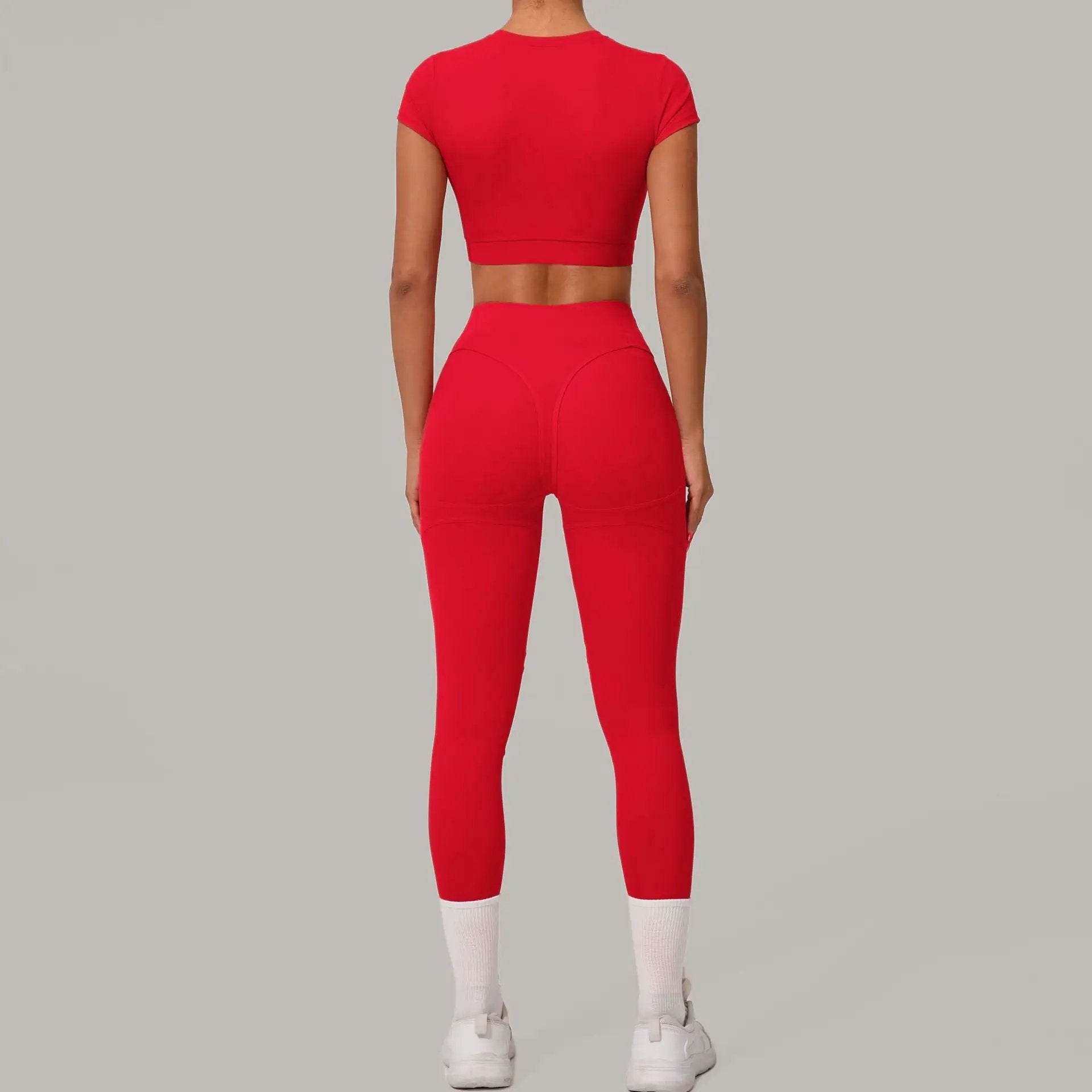 Autumn Sand Brushed Yoga Two Piece Sets Tight High Waist Hip Lifting Yoga Running Exercise Workout Outfit by Wanita Store