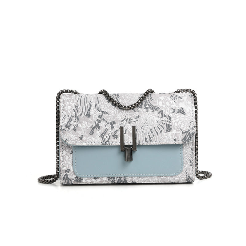 Sommer All Matching Damen Tasche Umhängetasche Bestickte Täglich Kleine Quadratische Tasche Doppellagige Kette Schulter Achseltasche
