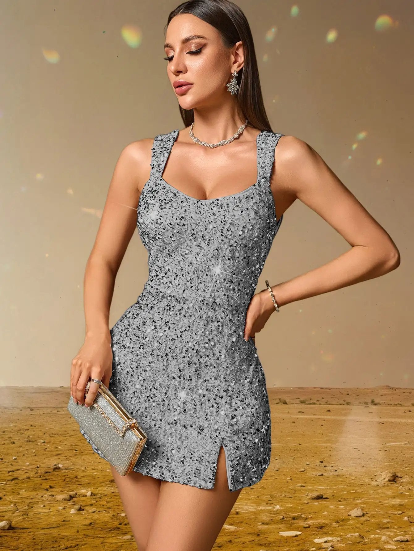 Sexy Sequined Cami Dress Women Clothing Birthday Party Dress by Wanita Store