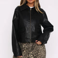 Damen All Match Kunstleder Kurze Motorradjacke Damen Loose Casual Zip Mantel