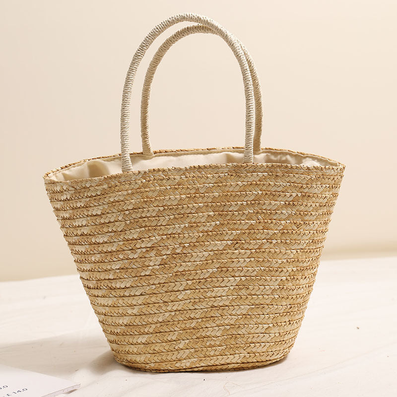 Kokosnuss-Stickerei Schulterstrohtasche Buchstaben Handtasche Gewebte Tasche Urlaub Strandtasche Große Kapazität Rattantasche