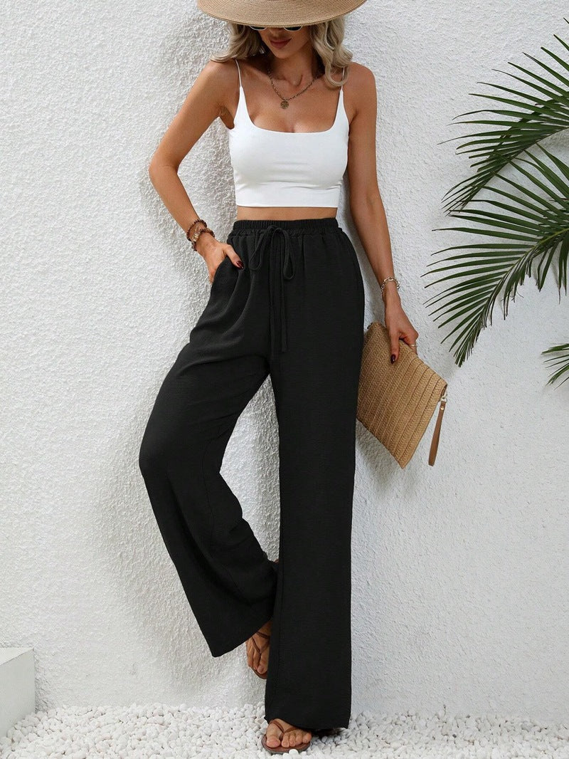 Damenbekleidung Frühling Sommer Einfarbige Mop-Hose mit weitem Bein Freizeit-Hose