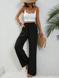 Damenbekleidung Frühling Sommer Einfarbige Mop-Hose mit weitem Bein Freizeit-Hose