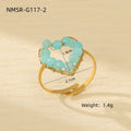 Blue Natural Stone Love Design Titanium Steel Ring Women Arrival Minority High Grade Stainless Steel Ring