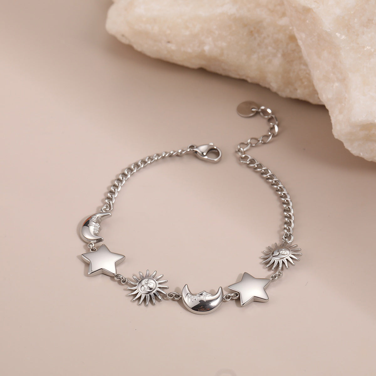 Sun Moon Stainless Steel Bracelet Light Luxury High-Grade Jewelry Non Fading Titanium Steel Ornament Women