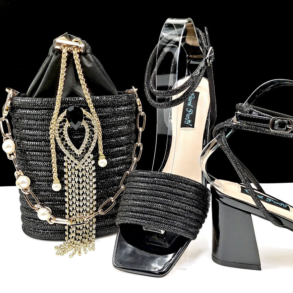 Women Shoes Bags Two Piece Sets Tassel Decorative Ankle Strap Simple Elegant Cocktail Or Daily