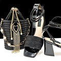 Women Shoes Bags Two Piece Sets Tassel Decorative Ankle Strap Simple Elegant Cocktail Or Daily