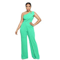 Sexy Sleeveless Single Shoulder Suspender High Waist Office Straight Jumpsuit