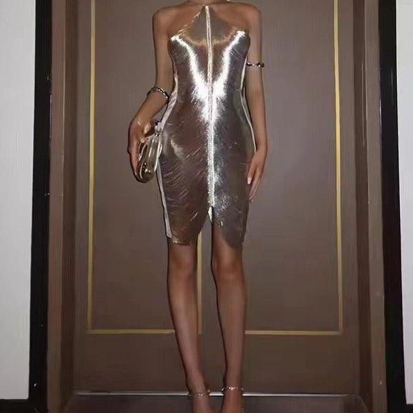 Modisches Quasten-Neckholder-Rückenfreies Kleid Frühling Sommer