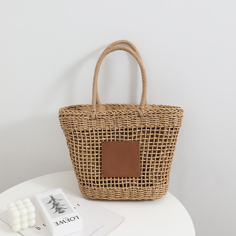 Nische Thailand Strohtasche Retro One Shoulder Tragbare ausgehöhlte gewebte Tasche Damen Urlaub am Meer Strandtasche