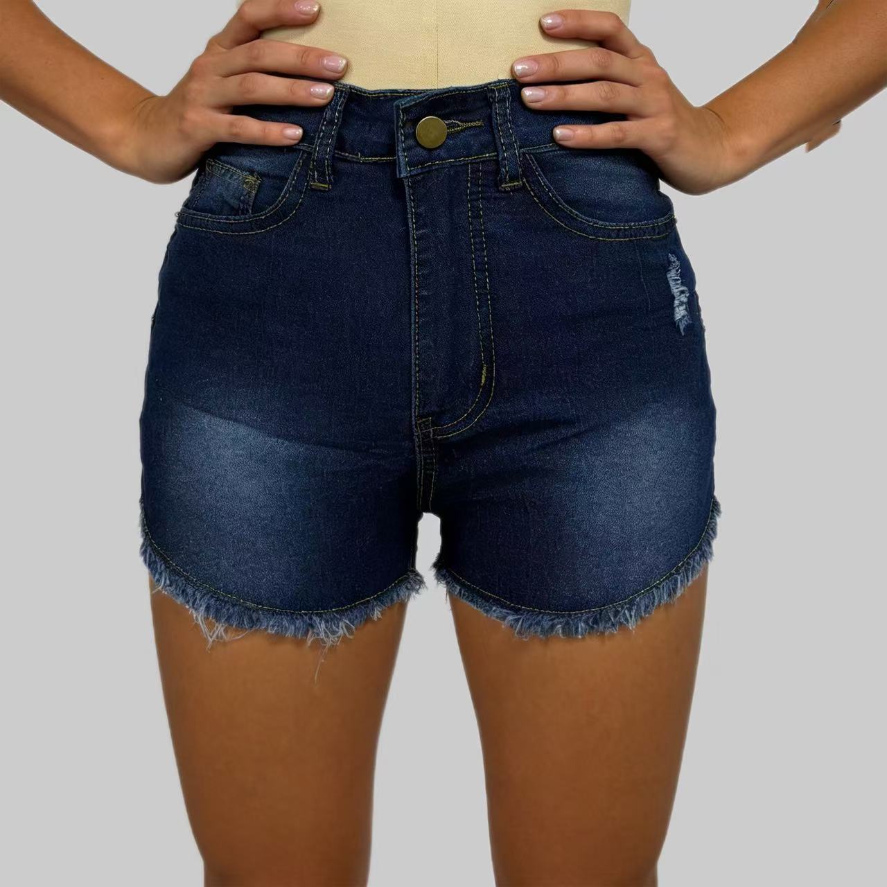 Stretch Slim Fit Ripped Tassel Women Jeans Denim Shorts