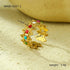 18K Gold Plated Stainless Steel Ring Women Geometric Abstract Colorful Oil Necklace Ring Ornament by Wanita Store