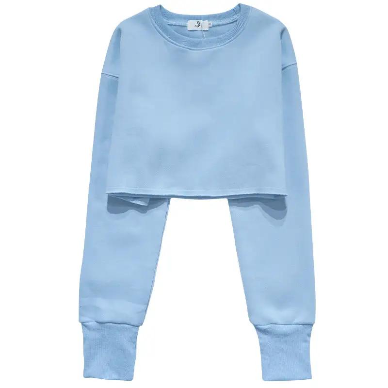 Cropped Cropped Hoodie Women Clothing Fleece Lined Pullover Long Sleeve Yoga Fitness Sports Coat by Wanita Store