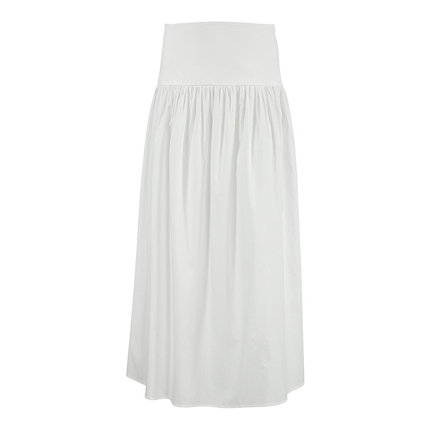 Herbst Französisch Lässiger Eleganter High Waist Locker Bequemer Weißer Baumwoll-Maxirock