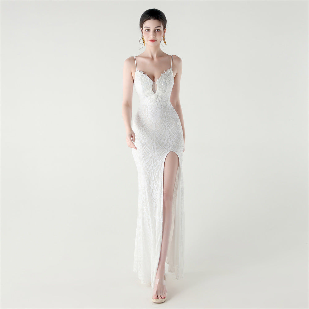 Perlenrohr-Bastelnadel Korsett Spitze Taille kontrolliert Pailletten schmal schlankmachend Cocktail-Abendkleid