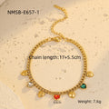 Classic All Match Stainless Steel Bracelet High Grade Colored Loving Heart Geometric Abstract Rhinestone Tassel Titanium Steel Jewelry