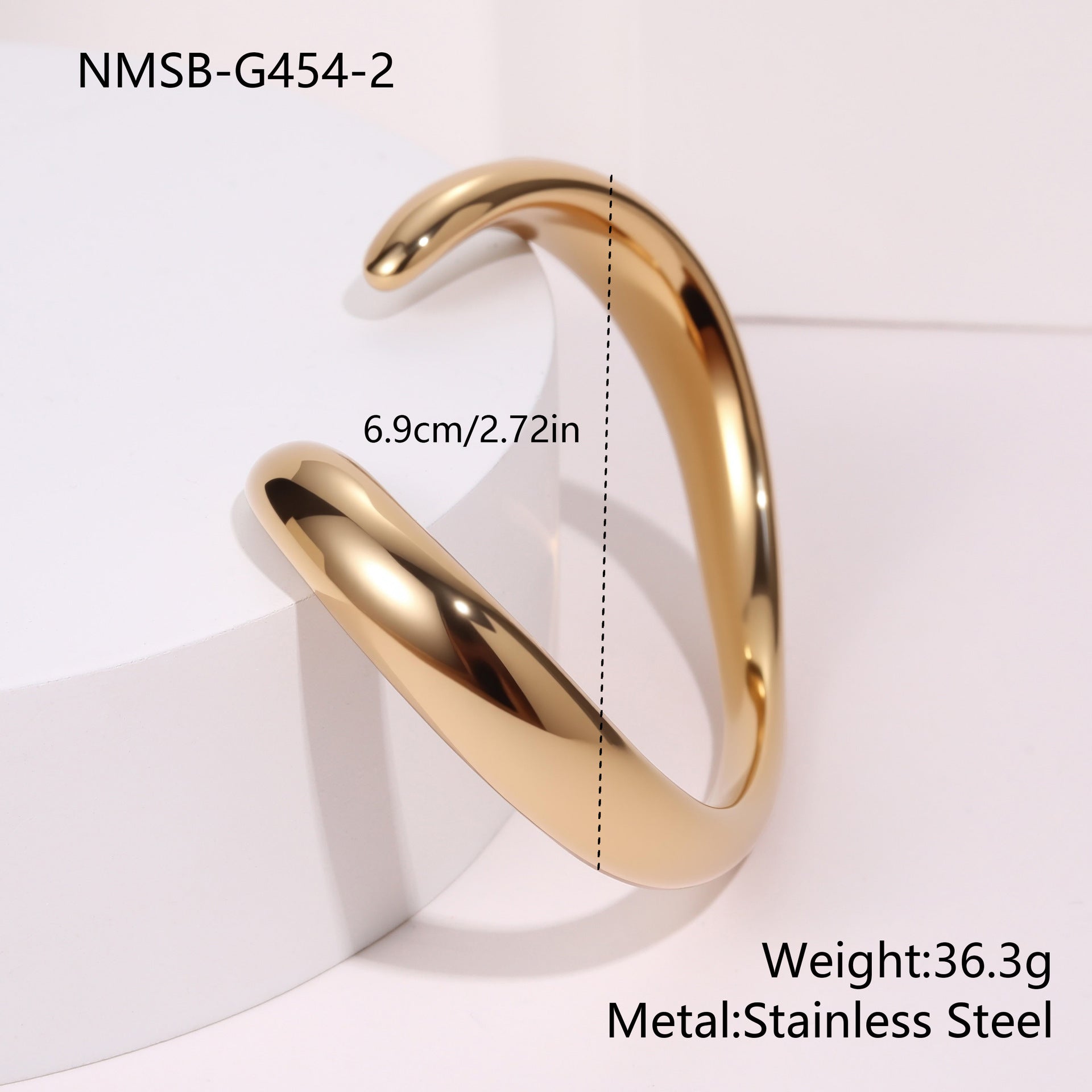 Design Texture around Open Ended Bracelet Stainless Steel Bracelet Gold Plated Light Luxury Bracelet