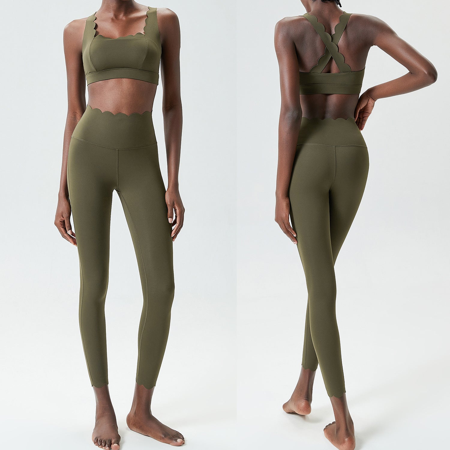 Small Wave Yoga-Anzug Suit Damen Enganliegender Sport-Fitness-Anzug Zweiteiliger Quick Dry Anzug