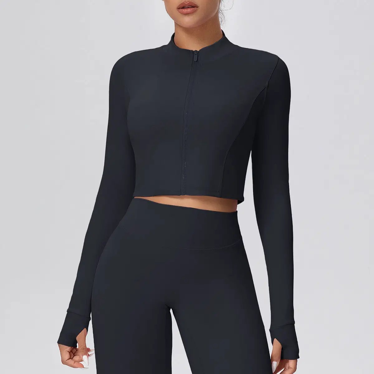 Zipper Outdoor Running Sports Yoga Jacket Slimming Workout Long Sleeve Coat Girls Quick Drying Yoga Clothes Women by Wanita Store