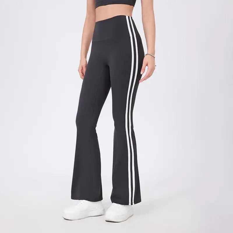 High Waist Yoga Pants Sexy Running Sports Peach Hip Raise Fitness Pants Nude Feel Stretch Flared Pants by Wanita Store