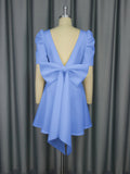 Summer Elegance Square Collar Dress Party Cocktail Bow Backless Graduation Dress