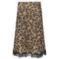Leopard Lace Stitching Mesh Skirt Street Casual Sexy Midi Skirt