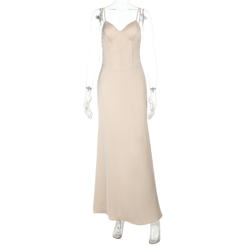 Ärmelloses Schlitzkleid für den Urlaub mit Brustpolster, Sommer-Taillen-Etui-Kleid