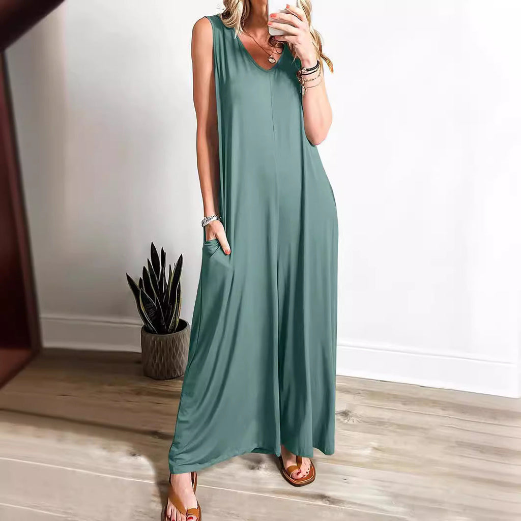 Sommer Frische Lässige Damen Overall mit Taschen Dünner Damen Jumpsuit