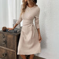 Herbst Winter Damenbekleidung Freizeitkleid Schlicht Vielseitig Schmal Geschnitten Midikleid