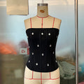 Women Clothing Tube Top Rhinestone Close Fitting Slim Fitting Sexy Waist Girdling Body Shaping Tube Top