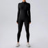 Zipper Nude Feel Long Sleeve Yoga Jumpsuit Women Sports Fitness Training Dance One Piece Bodysuit by Wanita Store