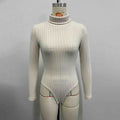 Women Wear Source Knitted Long Sleeve Turtleneck Slim Fit Jumpsuit Bodysuit