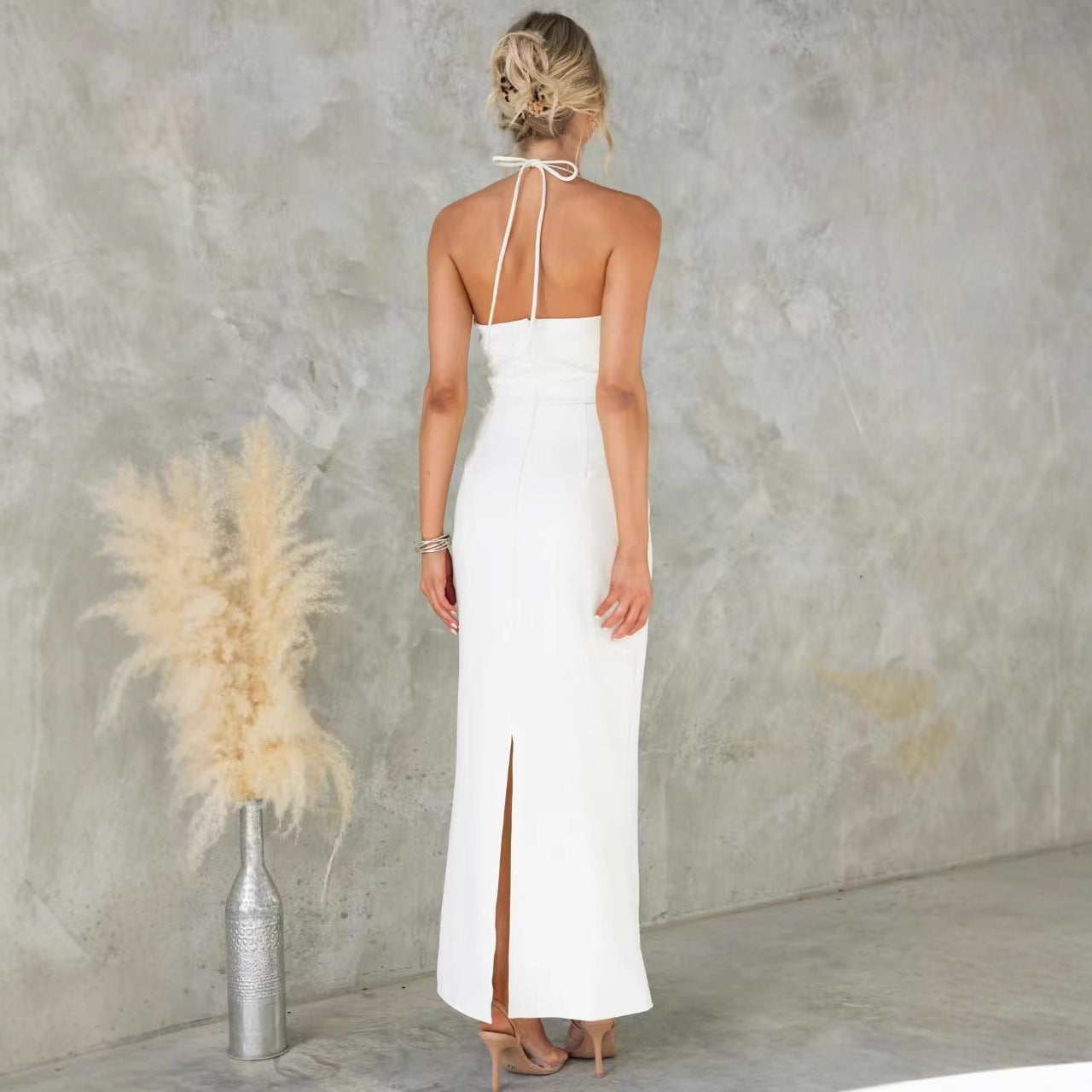 Sommerliches, sexy, ausgeschnittenes, rückenfreies Neckholder-Kleid