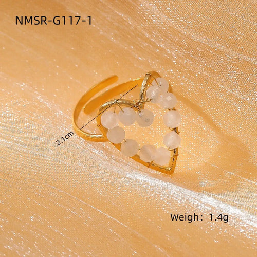 18K Gold Stainless Steel Open End Pearl Ring Natural Stone Love Inlaid Pearl Ring Women by Wanita Store