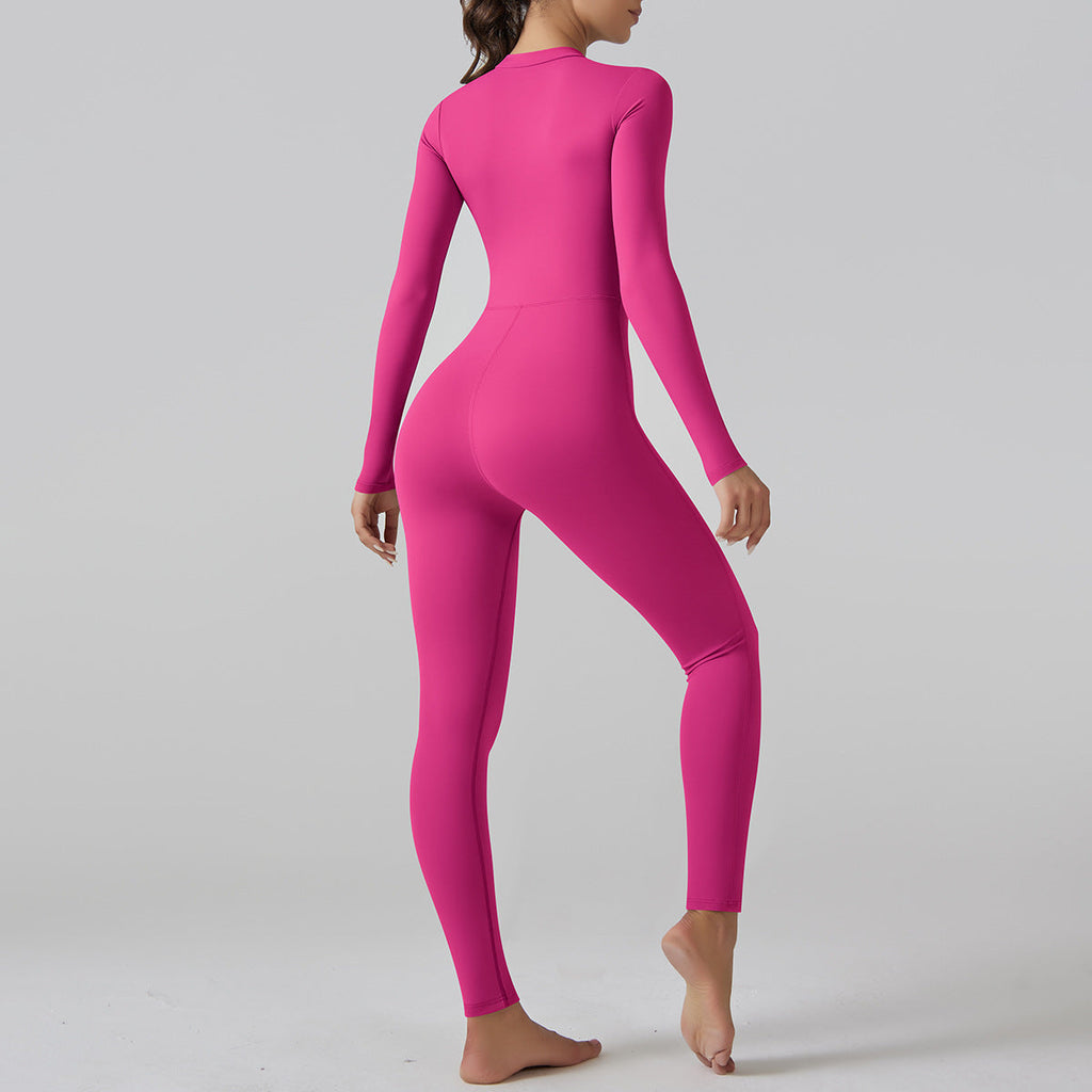 Internet Open Collar Langarm Reißverschluss Einteiler Tanz Fitness Sport Jumpsuit Sexy Eng Yoga Kleidung für Frauen